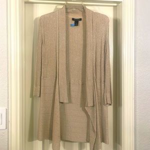White House Black Market Size Large gold 3/4 sleeve cardigan sweater-like new